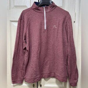 Rhoback Men's L Herringbone Performance Maroon Quarter-Zip Pullover